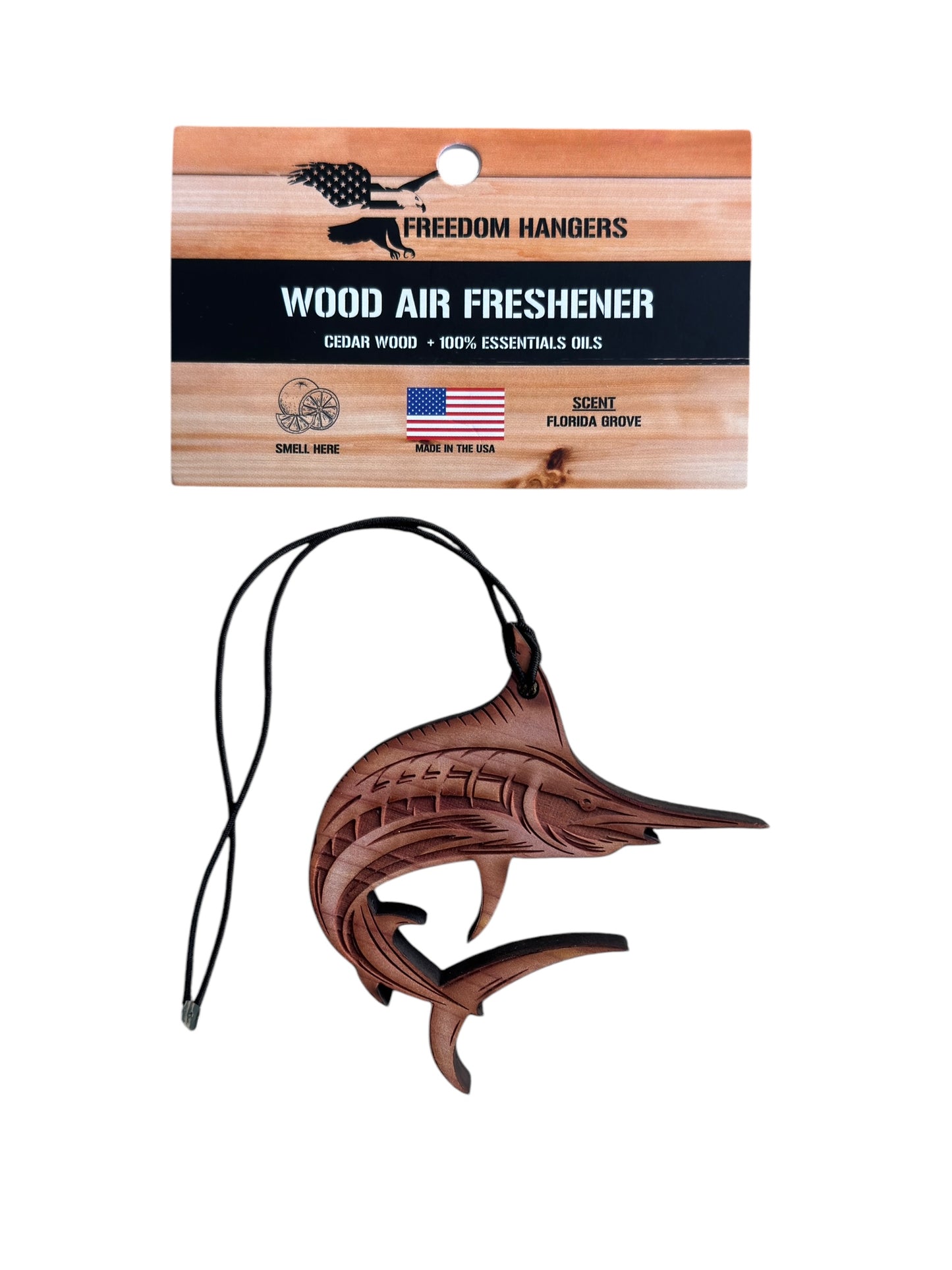 The Sailfish Air Freshener - Made from real cedar wood in the USA