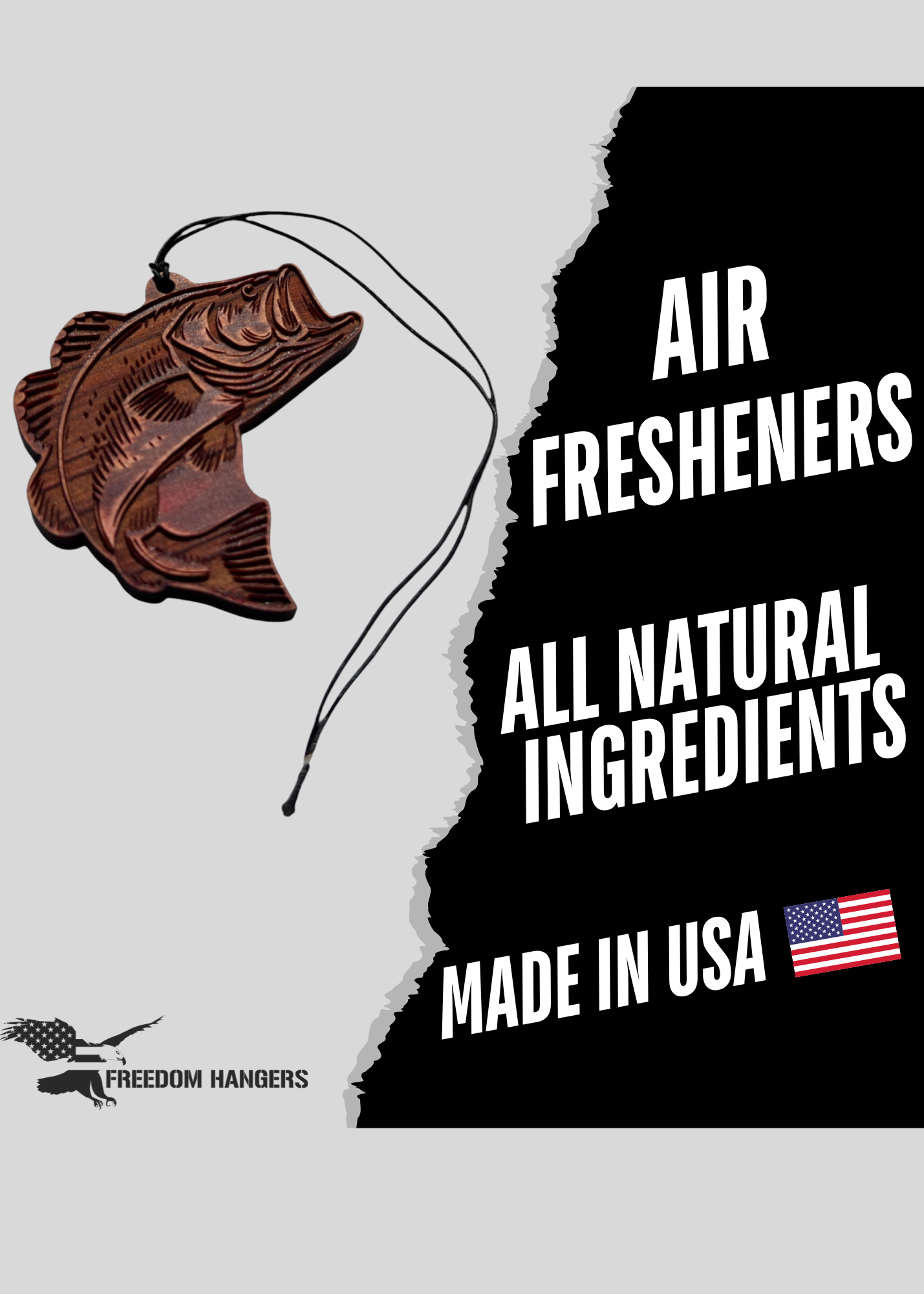 The Bass Air Freshener - Made from real cedar wood in the USA