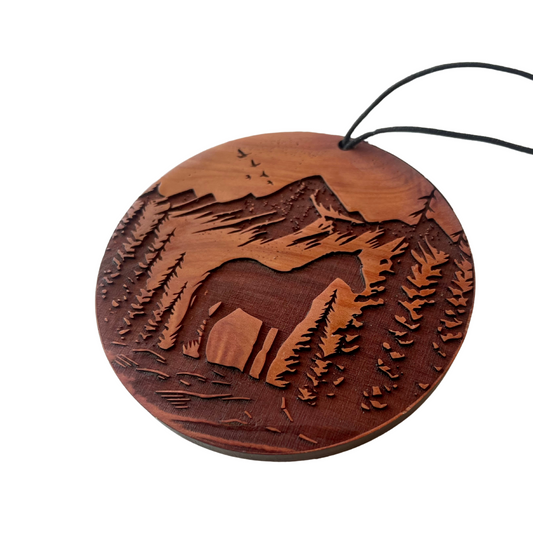 The Mountain Horse Air Freshener - Made from real cedar wood in the USA