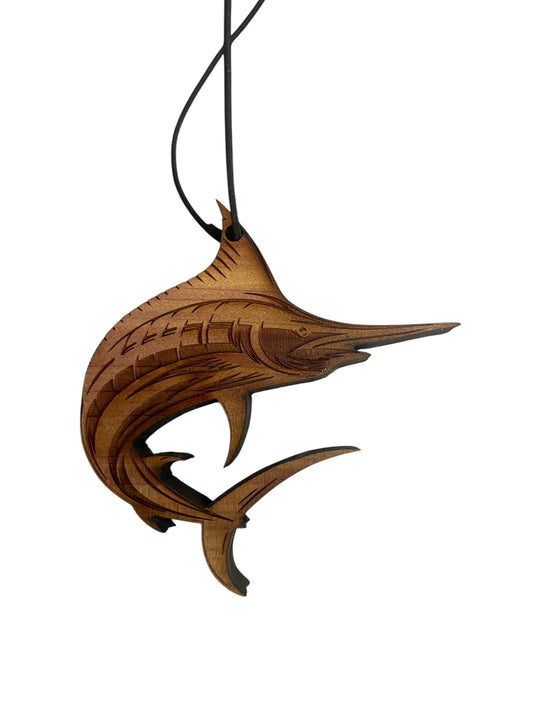 The Sailfish Air Freshener - Made from real cedar wood in the USA
