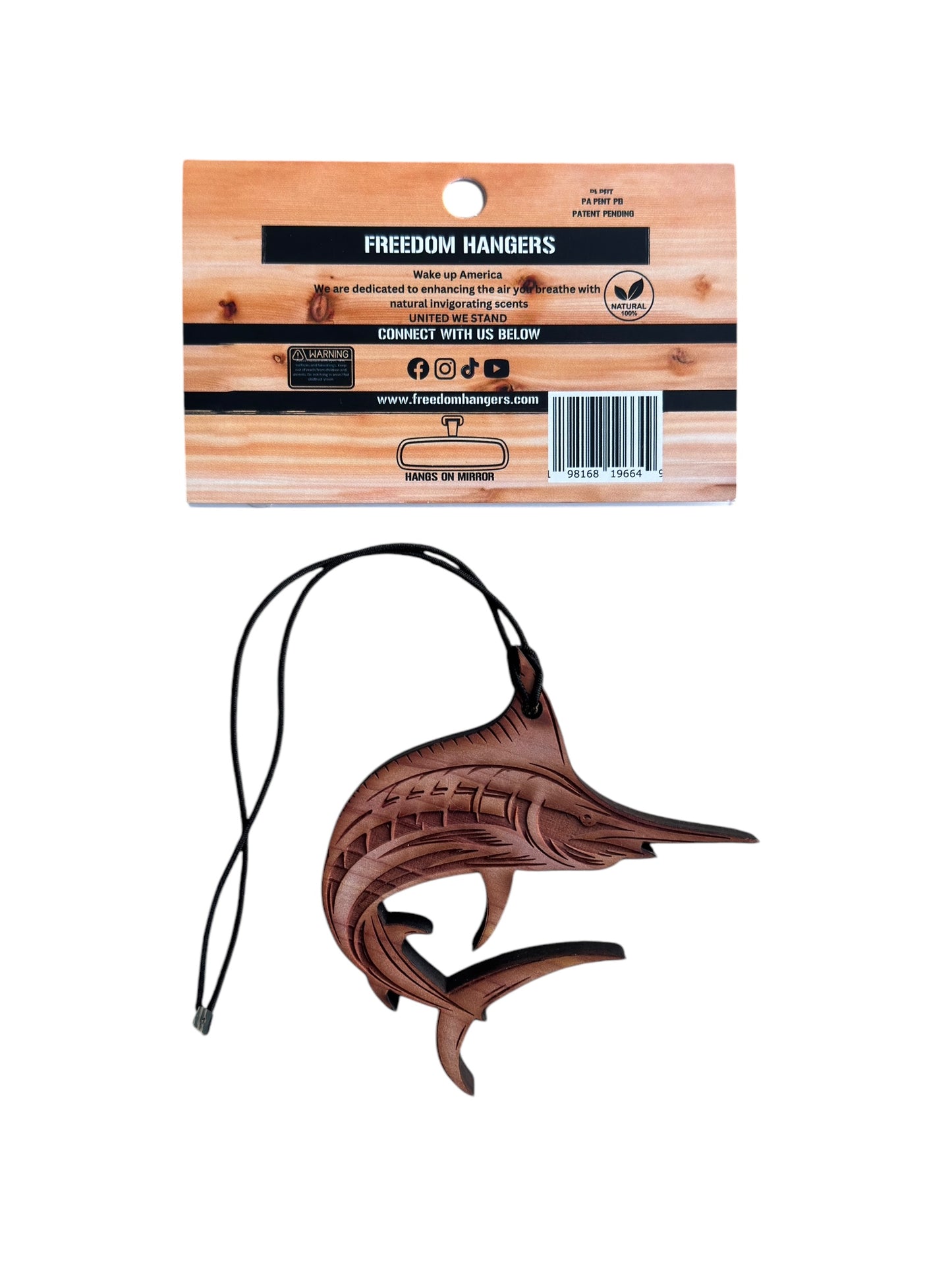 The Sailfish Air Freshener - Made from real cedar wood in the USA