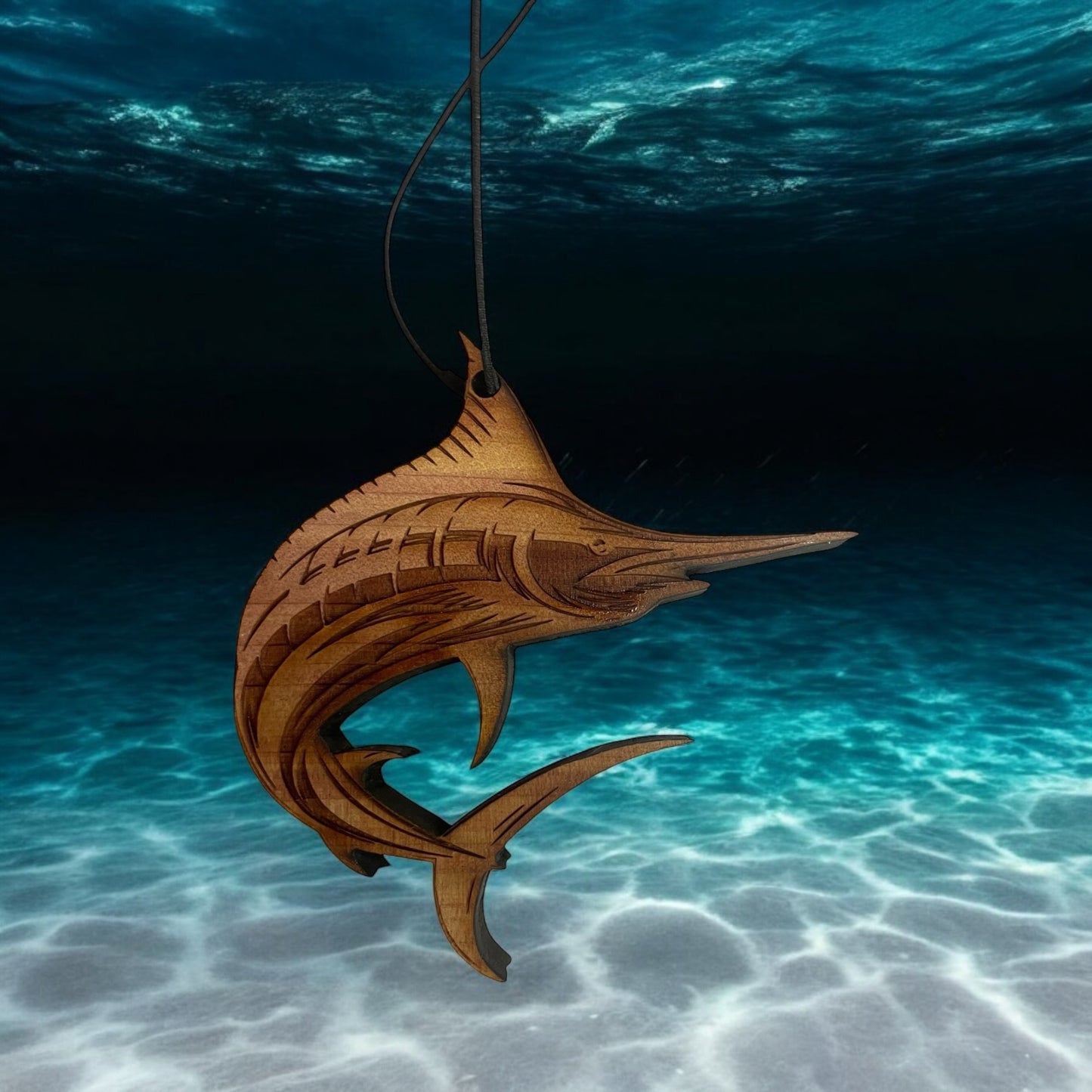 The Sailfish Air Freshener - Made from real cedar wood in the USA