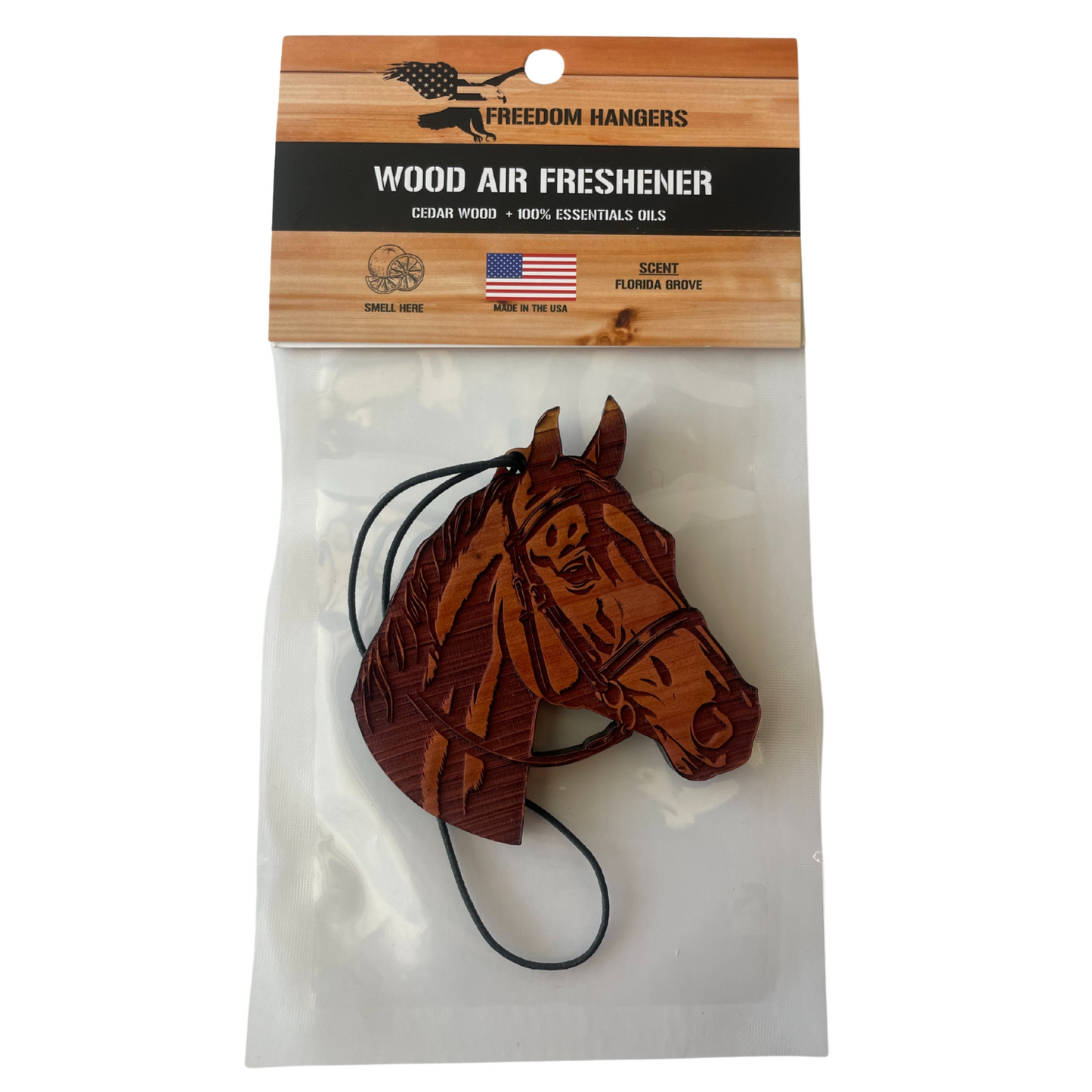 The American Mustang Air Freshener - Made from real cedar wood in the USA